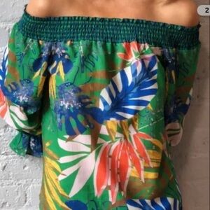 Jealous Tomato Tropical Off Shoulder Blouse Size Small Anthropologie